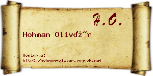 Hohman Olivér névjegykártya